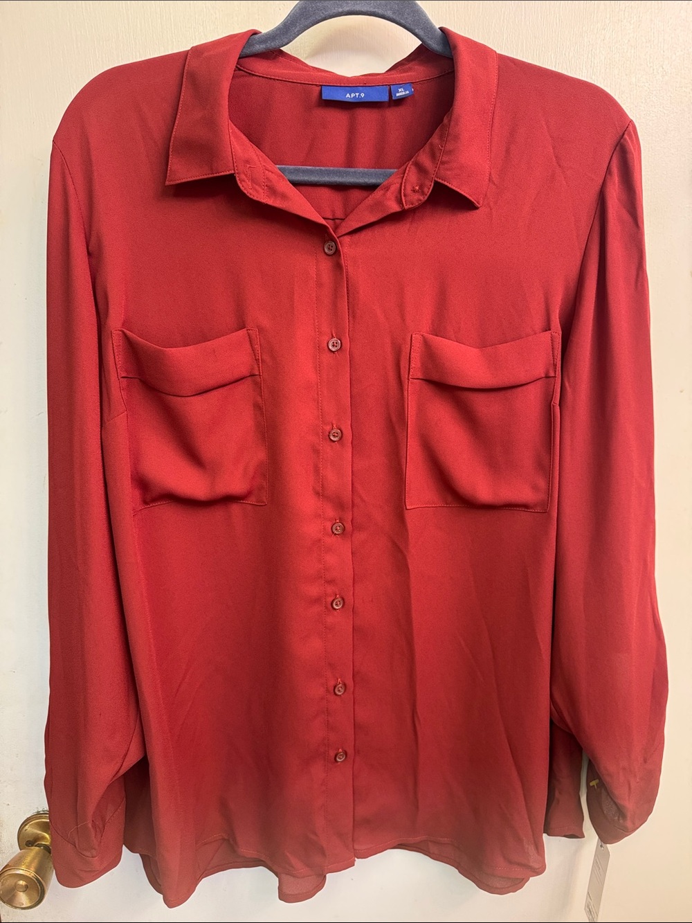 Apt. 9 Rust-Red Button-Front Pocket Shirt